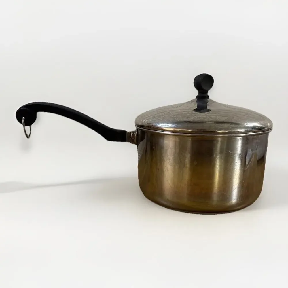 Vintage Farberware 3 QT Saucepan Pot W/ Lid Stainless Steel Aluminum Clad